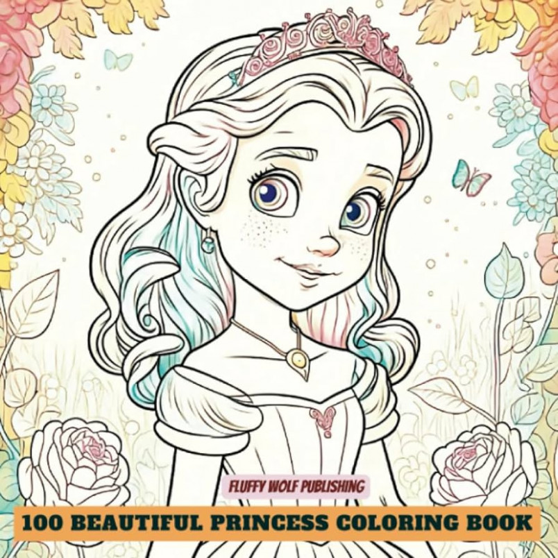 Beautiful Princess Coloring Book:  Easy and Large Print Hand-Drawn  Beautiful Princess Designs  Elegant Beautiful Princess Coloring Pages