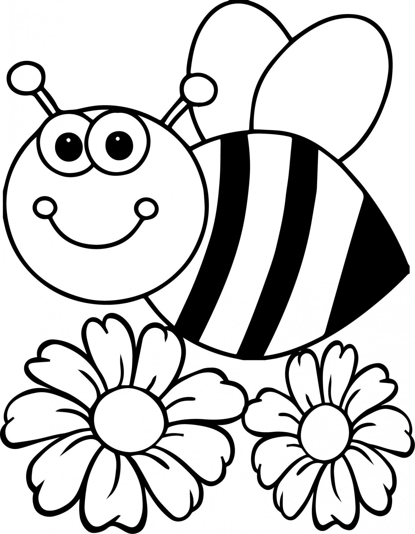 Bee Flower Coloring Page - Wecoloringpage