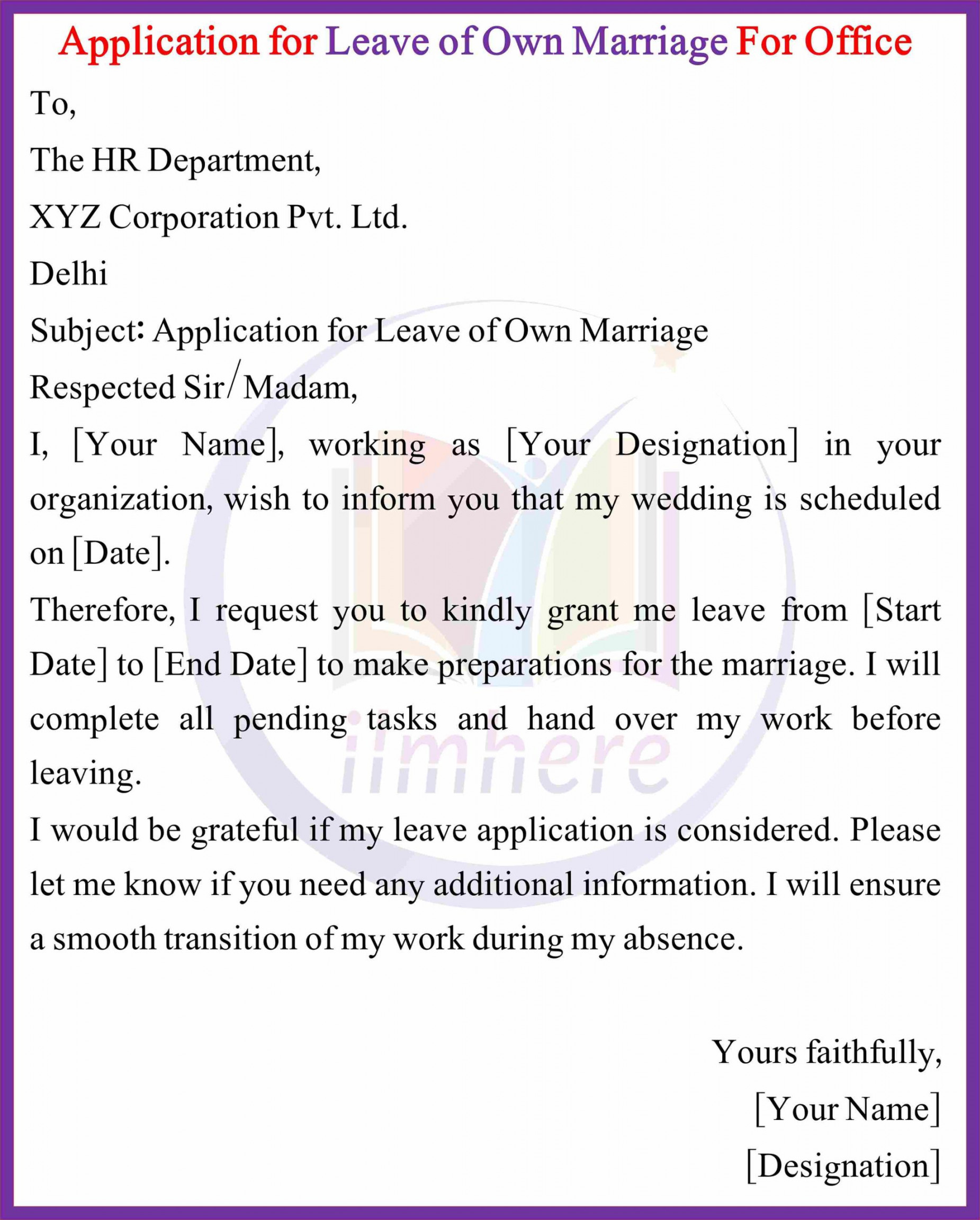 + Best Leave Application For Own Marriage In English ()