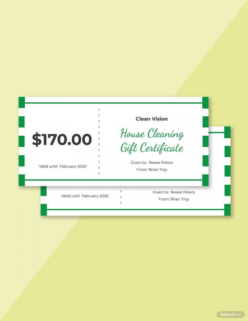 Blank House Cleaning Gift Certificate Template - Download in Word