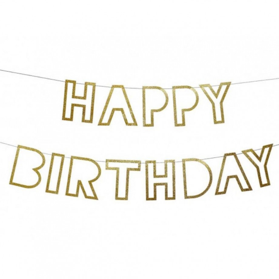 Block Letters Shiny Birthday Bunting (Gold)