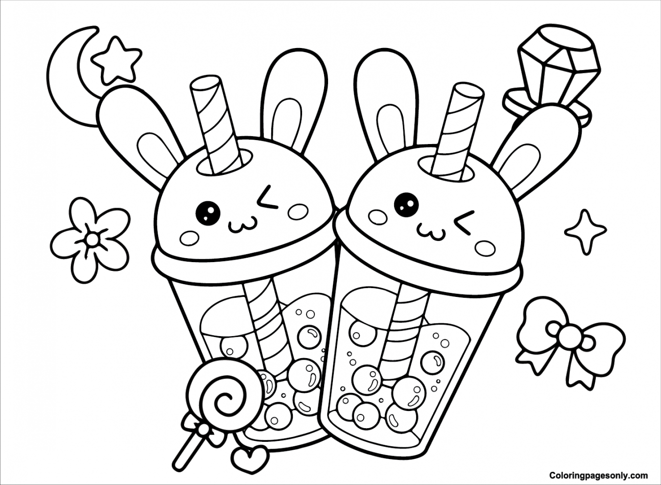 Boba Tea Coloring Pages Printable for Free Download