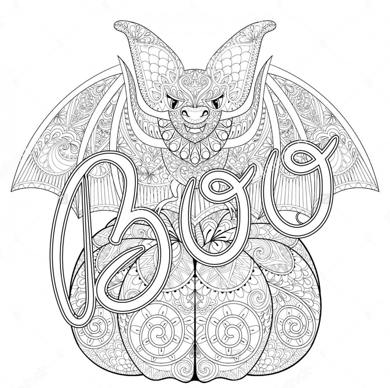 Boo ! A Zentangle drawing for Halloween with a Bat  From the