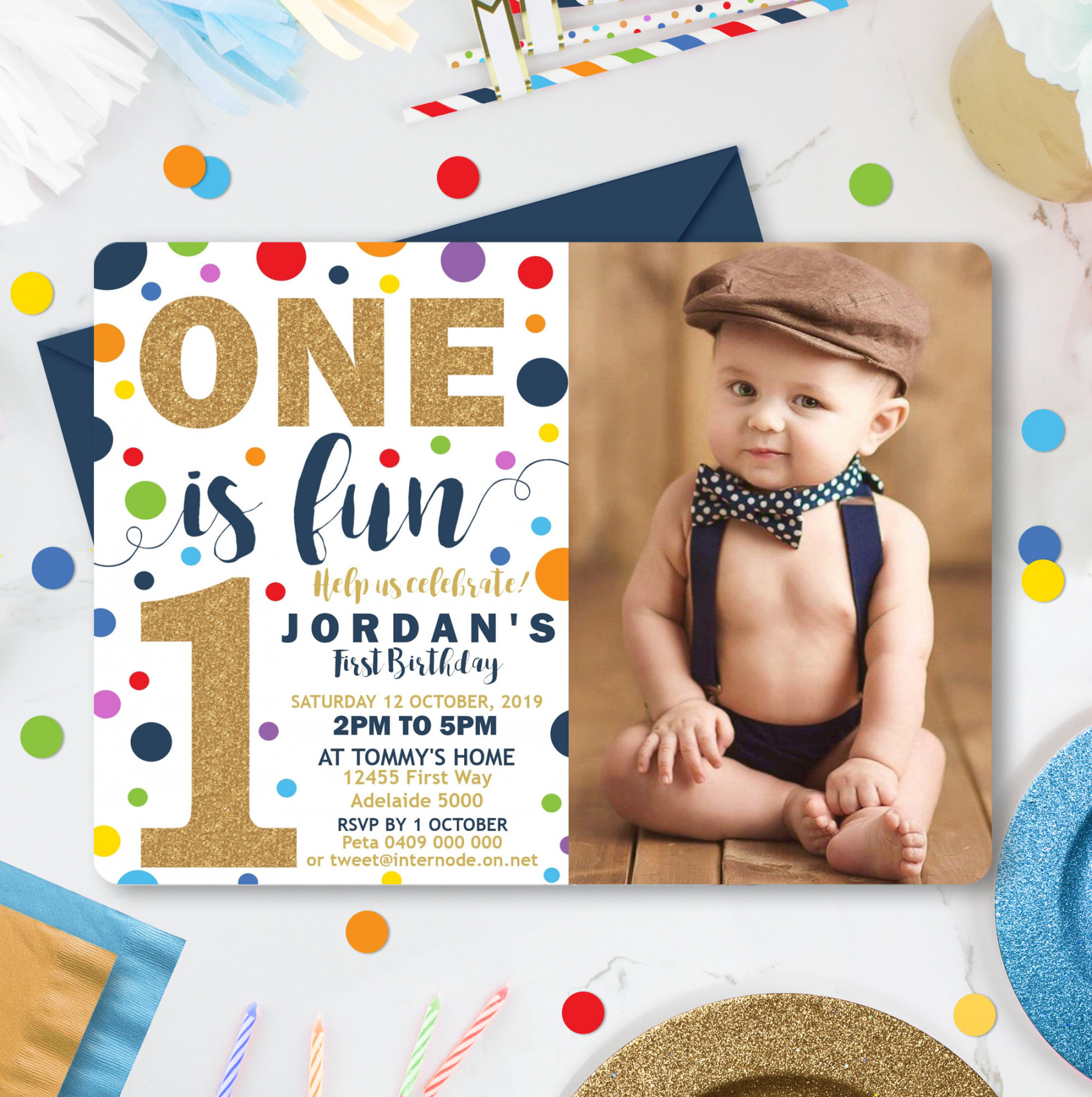 BOY st BIRTHDAY Invitation Editable Boy First Birthday - Etsy