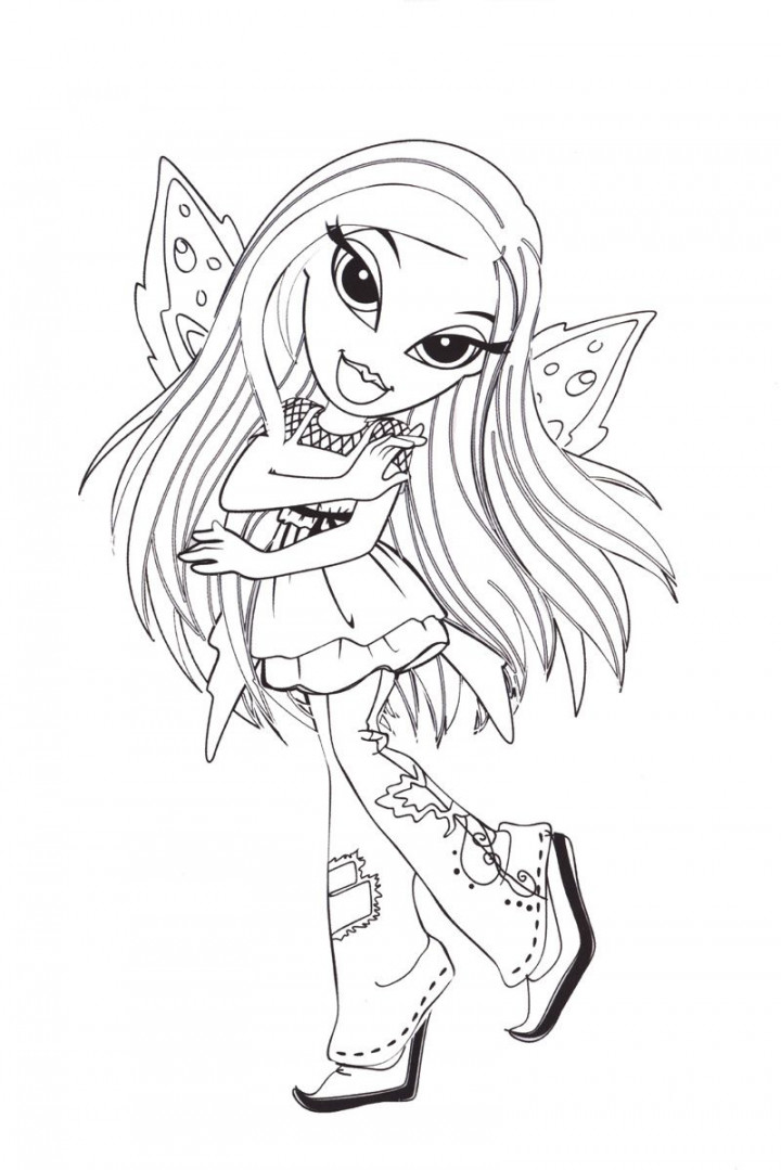 bratz butterfly  Cute coloring pages, Cartoon coloring pages