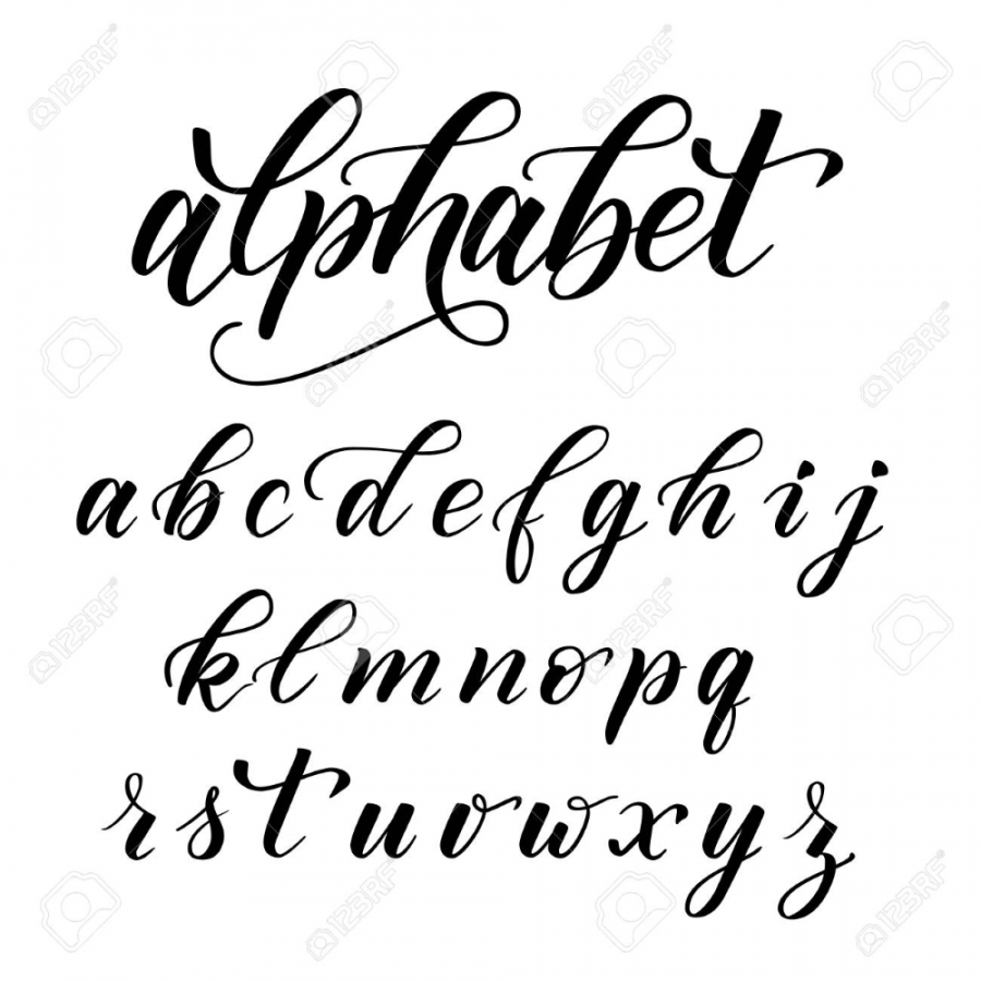 Brush calligraphy Alphabet Stock Vector -   Brush