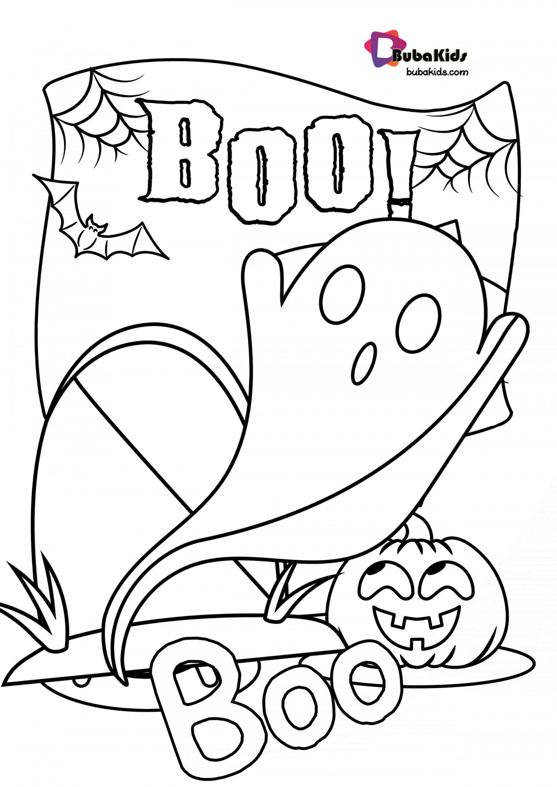 Bubakids Boo Halloween Coloring Page boo, coloringpage, Halloween