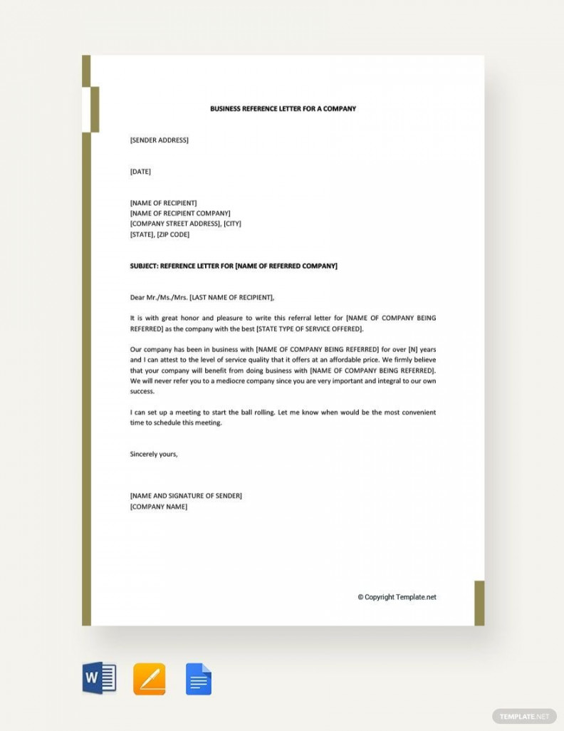 Business Reference Letter for a Company - Download in Word, Google