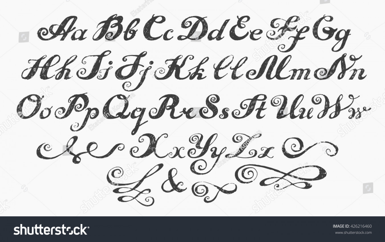 Calligraphy Alphabet Typeset Lettering Capital Lowercase Stock