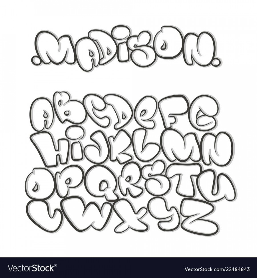 Cartoon alphabet in the style of comics. graffiti