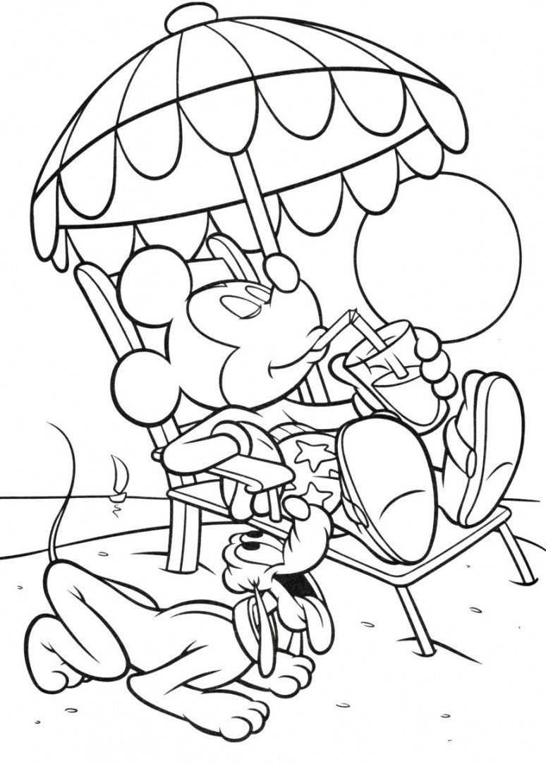 Cartoon Coloring Book Pages  Summer coloring pages, Mickey mouse