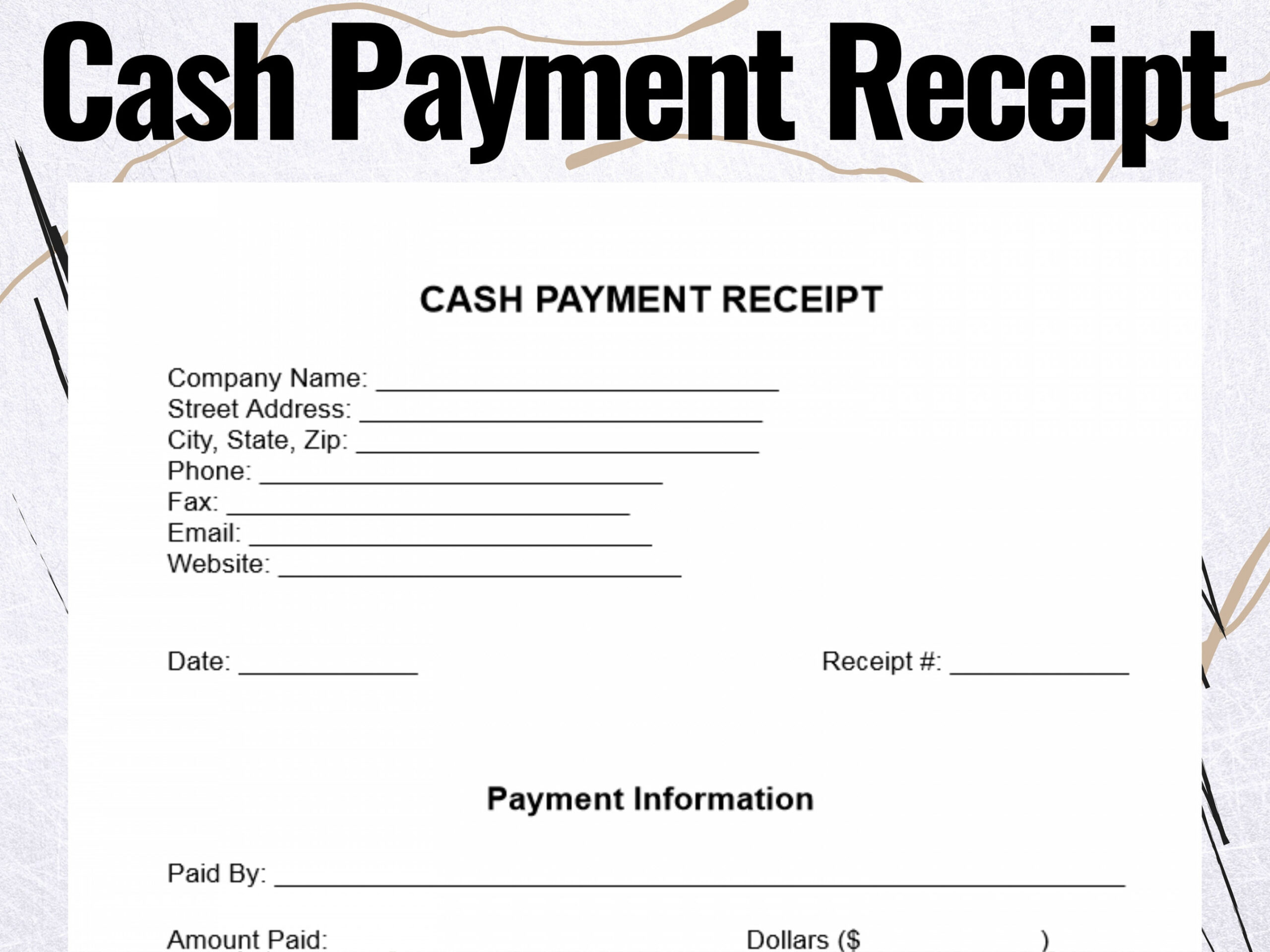 Cash Payment Receipt Cash Payment Receipt Forms Cash Payment