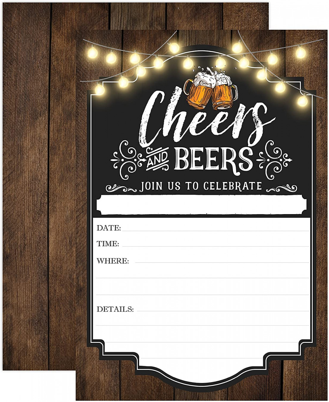 Cheers and Beers Birthday Invitation, Adult Birthday Party Invites,   years,  years,  years,  years,  Fill In Invitations with