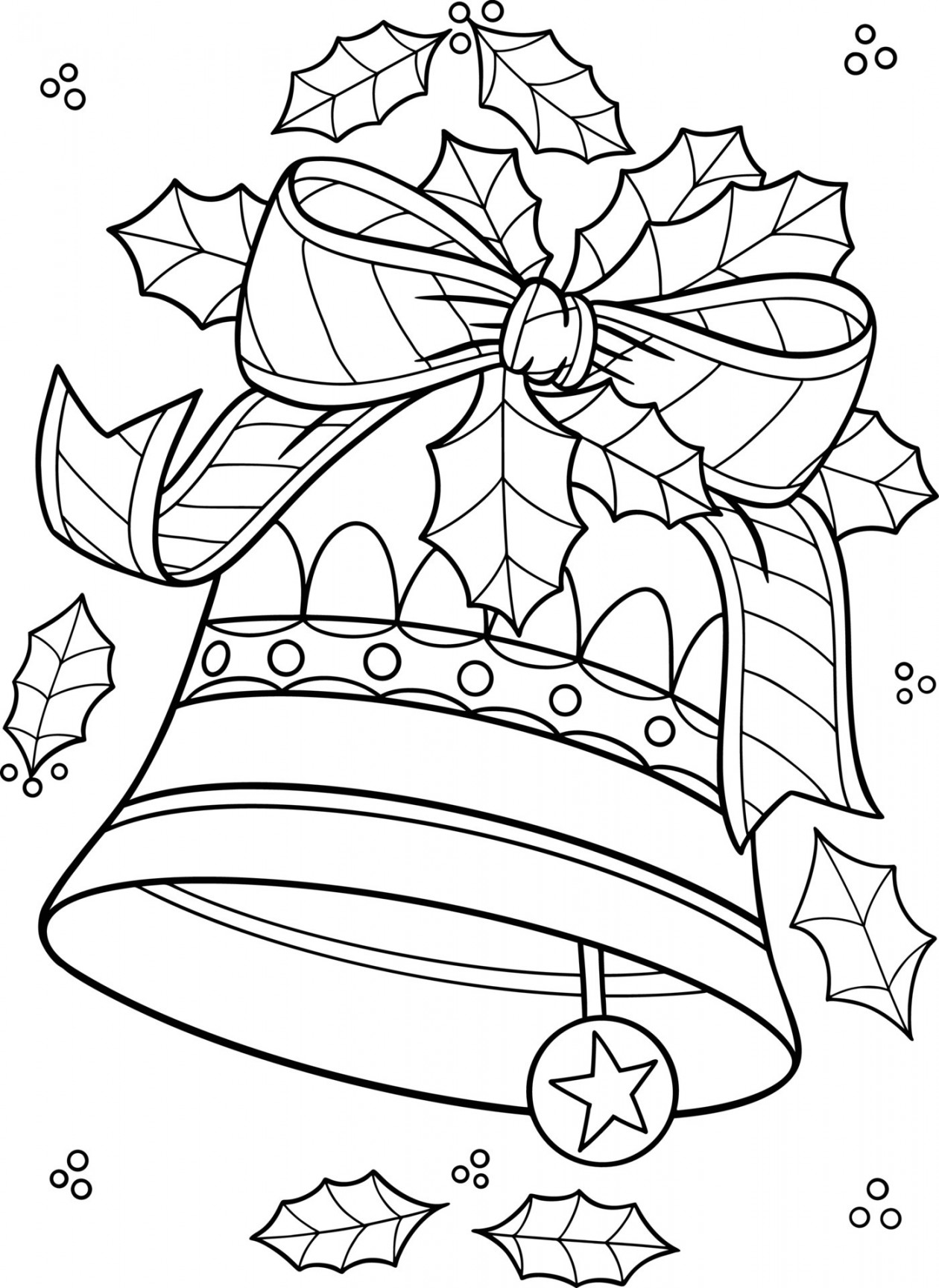 Christmas Bell Coloring Page  Vector Art at Vecteezy