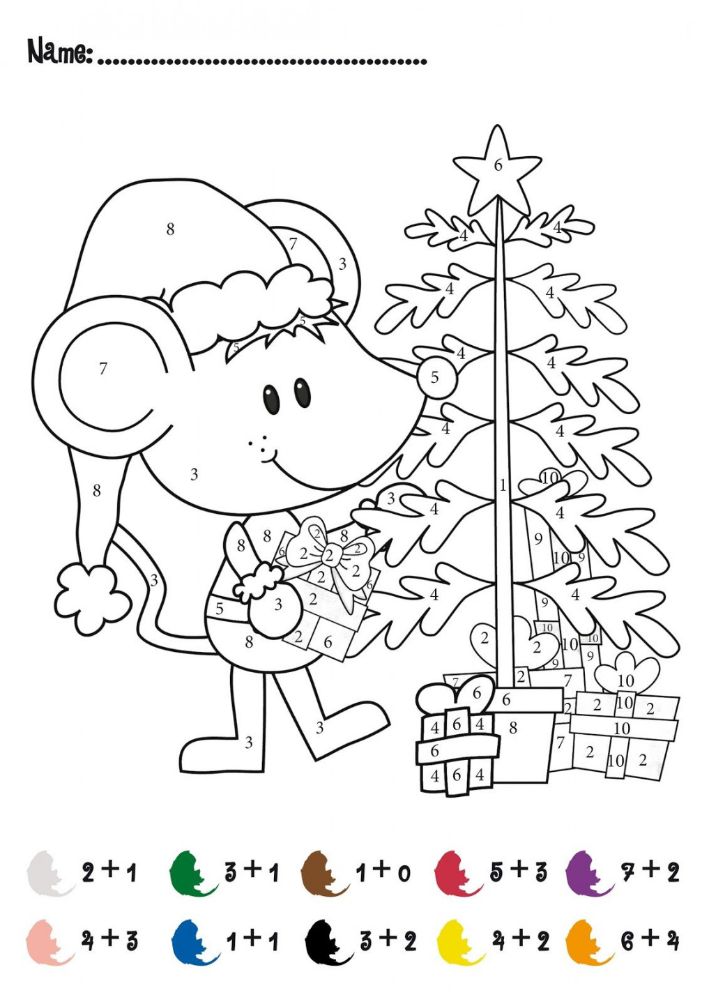 CHRISTMAS Color by Numbers Printables  Christmas Addition Math