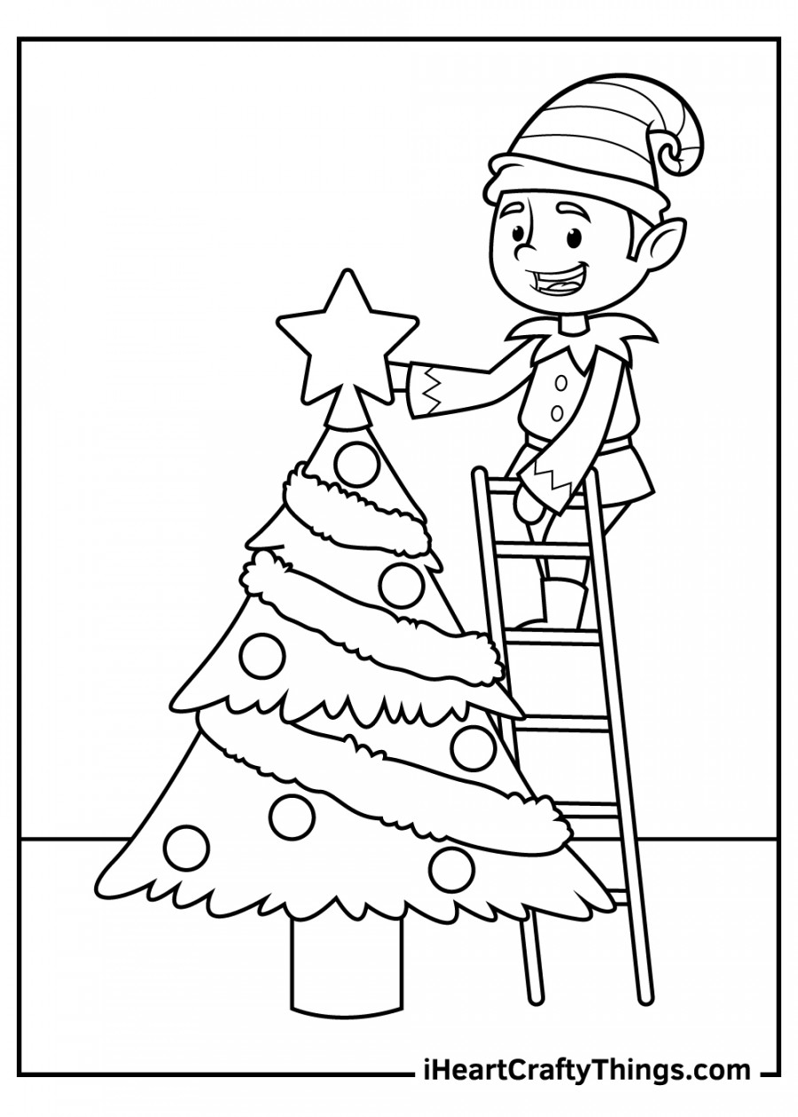 Christmas Elves Coloring Pages (% Free Printables)