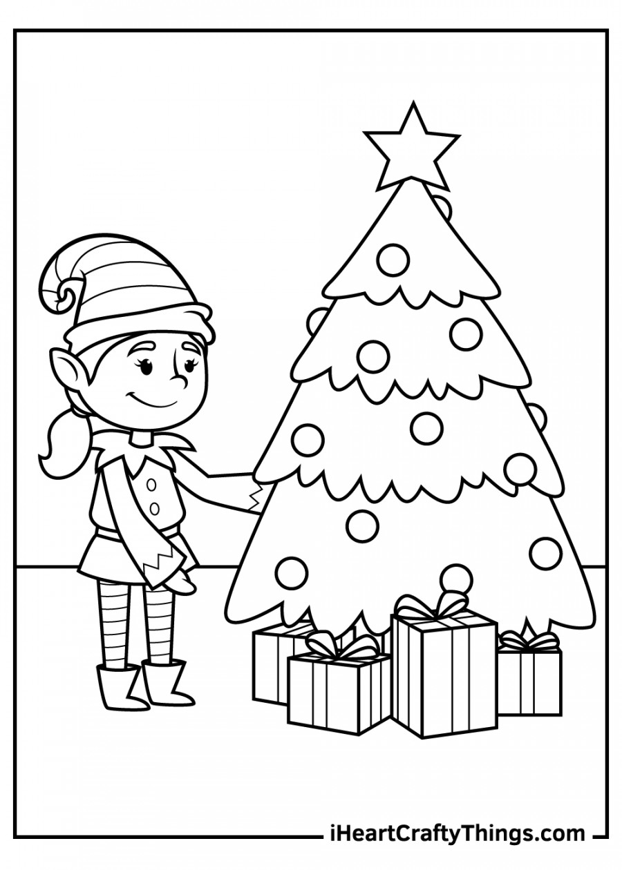 Christmas Elves Coloring Pages (% Free Printables)