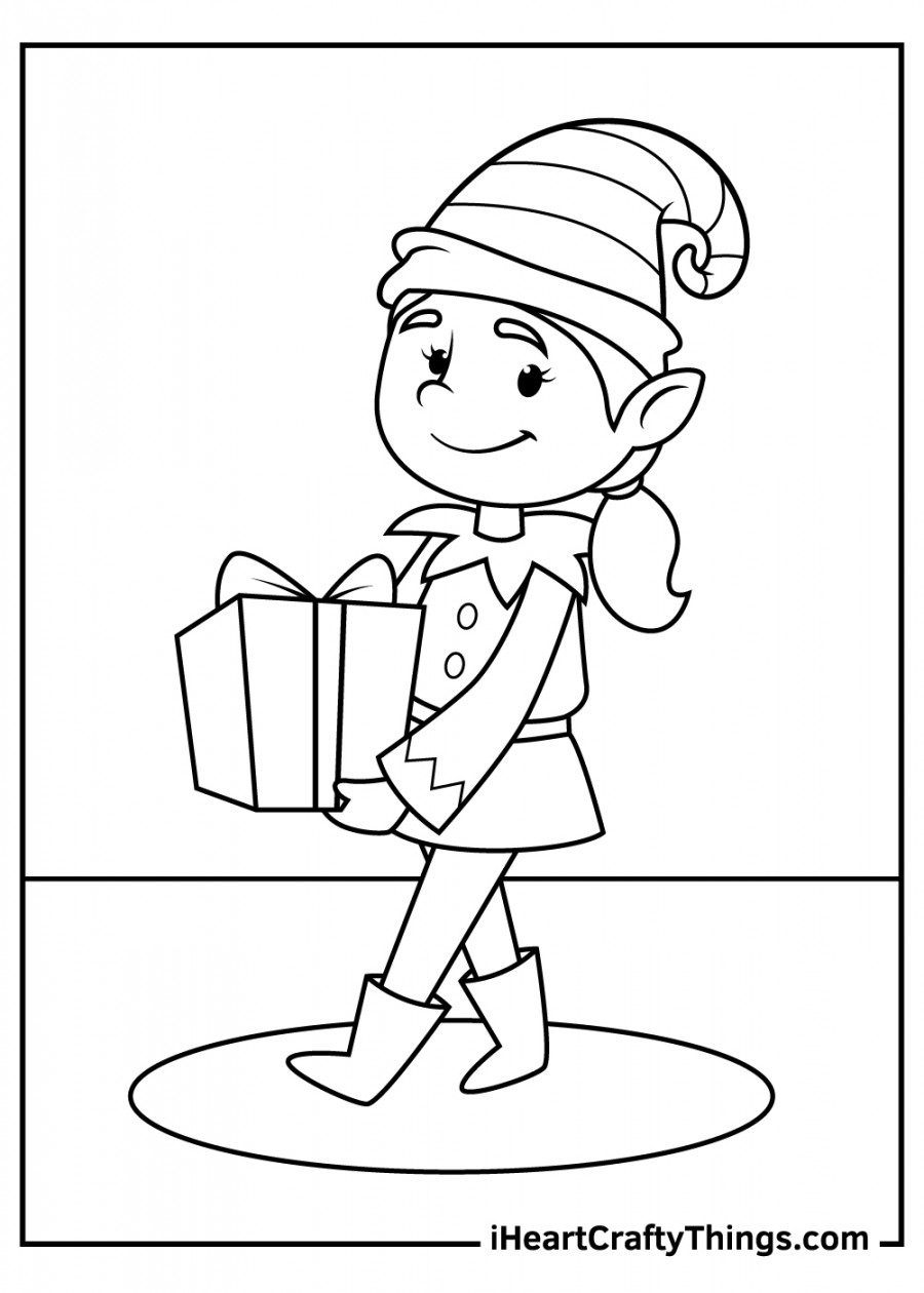 Christmas Elves Coloring Pages (% Free Printables)