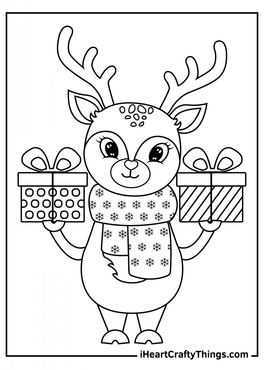 Christmas Reindeers Coloring Pages (% Free Printables)