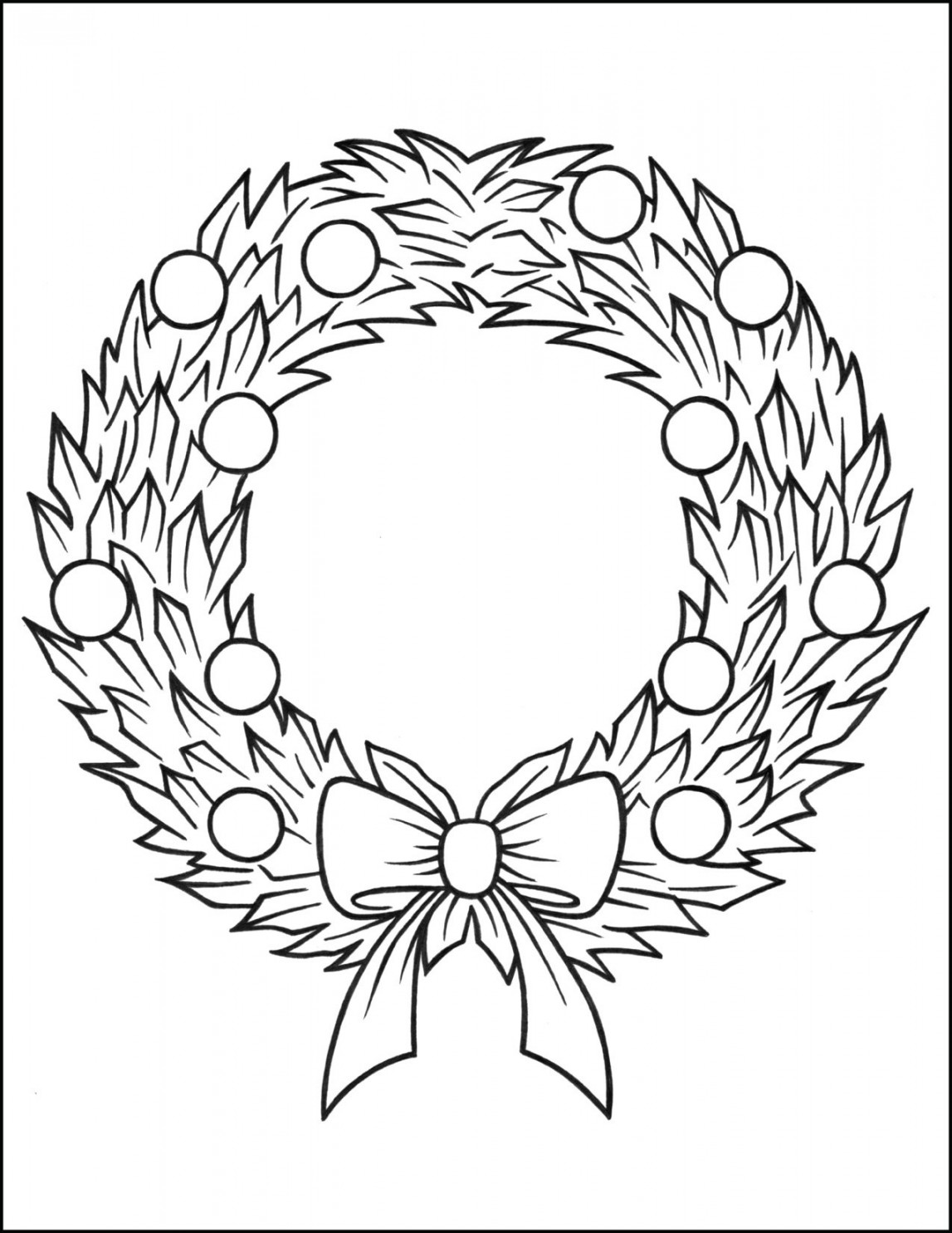 Christmas Wreath Coloring Page - Christmas Coloring Pages