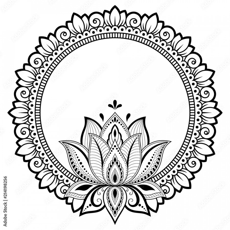 Circular pattern in form of mandala for Henna, Mehndi, tattoo