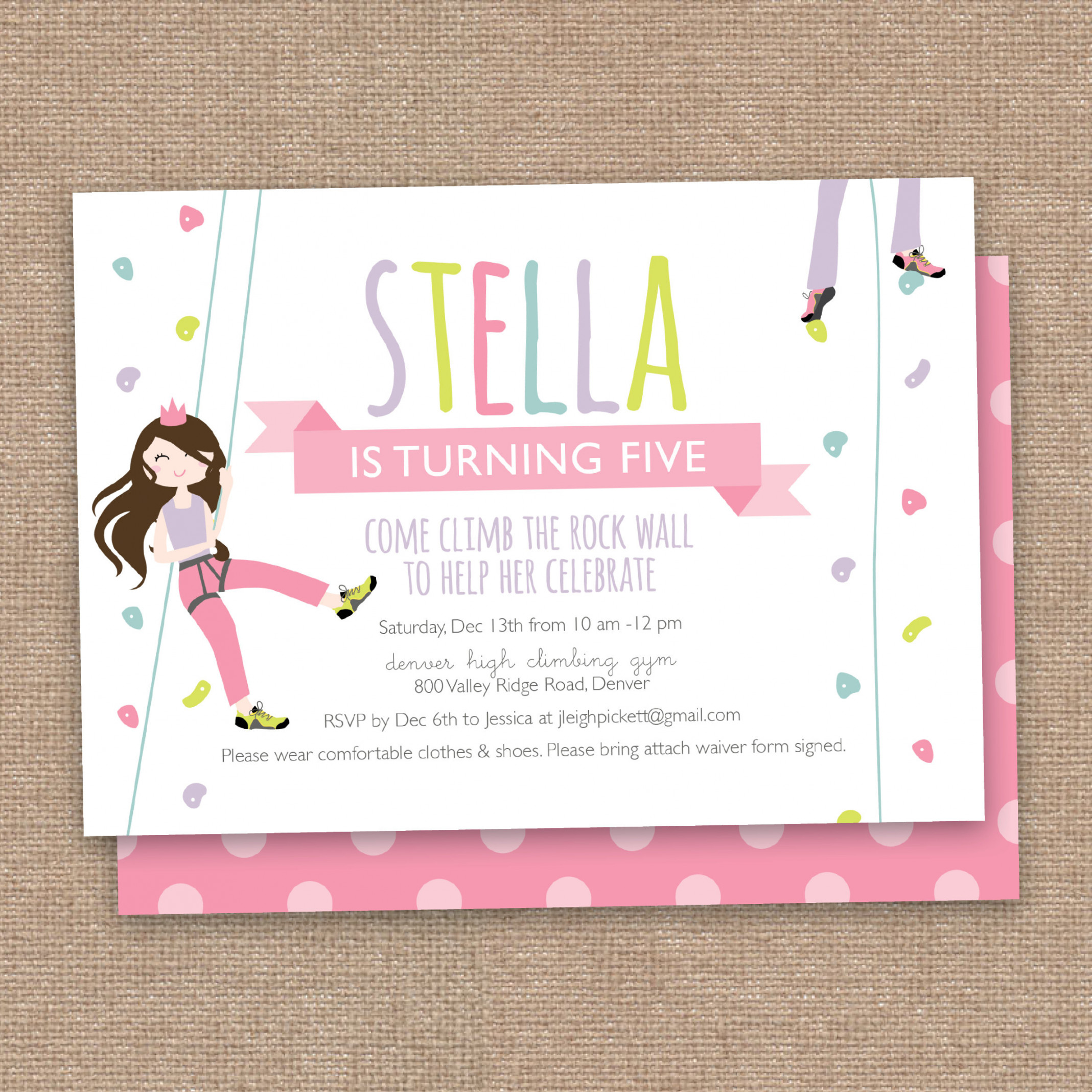 Climbing Girl Birthday Invitation DIY Printable Pink - Etsy Australia