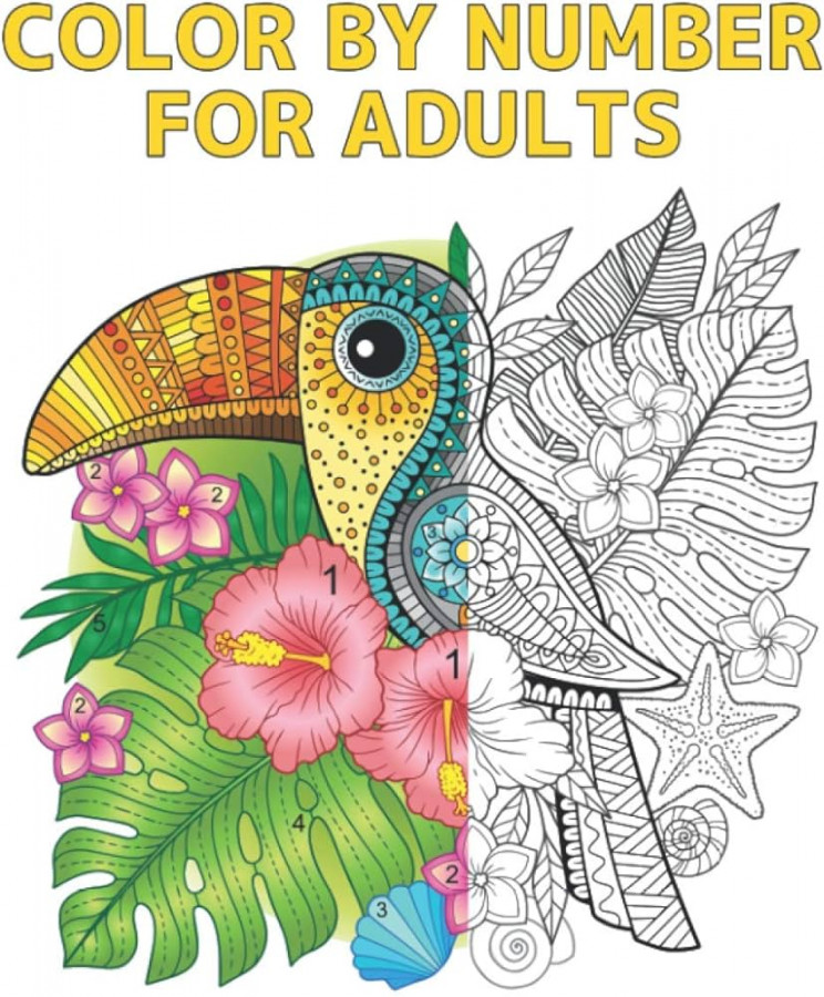 Color by Number for Adults: Coloring Book  Color By Number Designs of  Animals, Birds, Flowers, Houses and Patterns Easy to Hard Designs Fun and