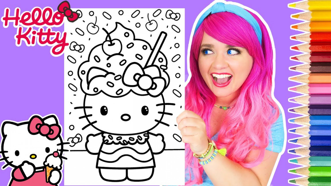 Coloring Hello Kitty Ice Cream Coloring Page  Prismacolor Colored Pencils