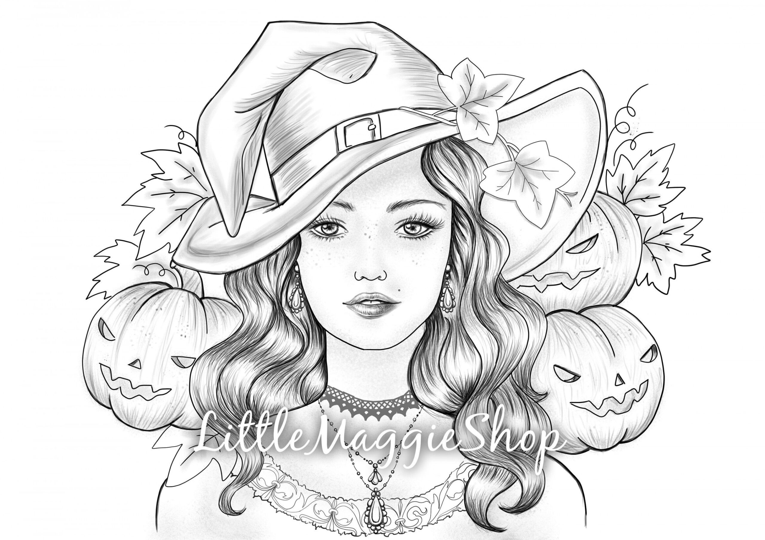 Coloring Page Halloween Witch PRINTABLE Sheet Halloween Colouring