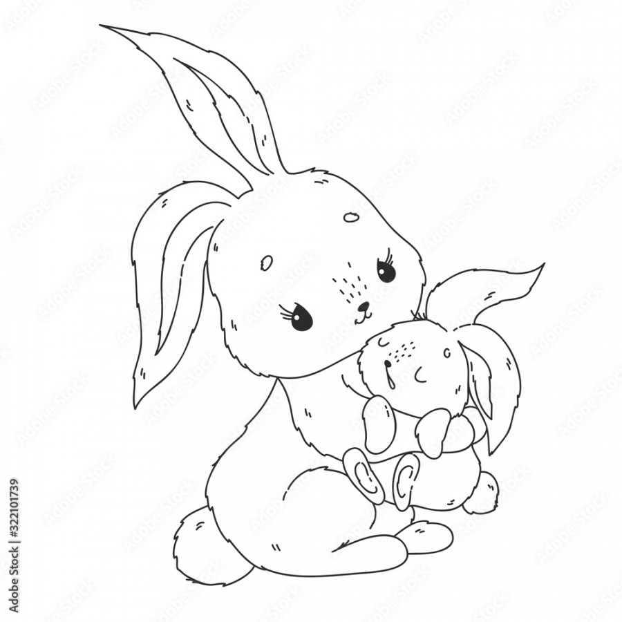 Coloring page with cute bunny