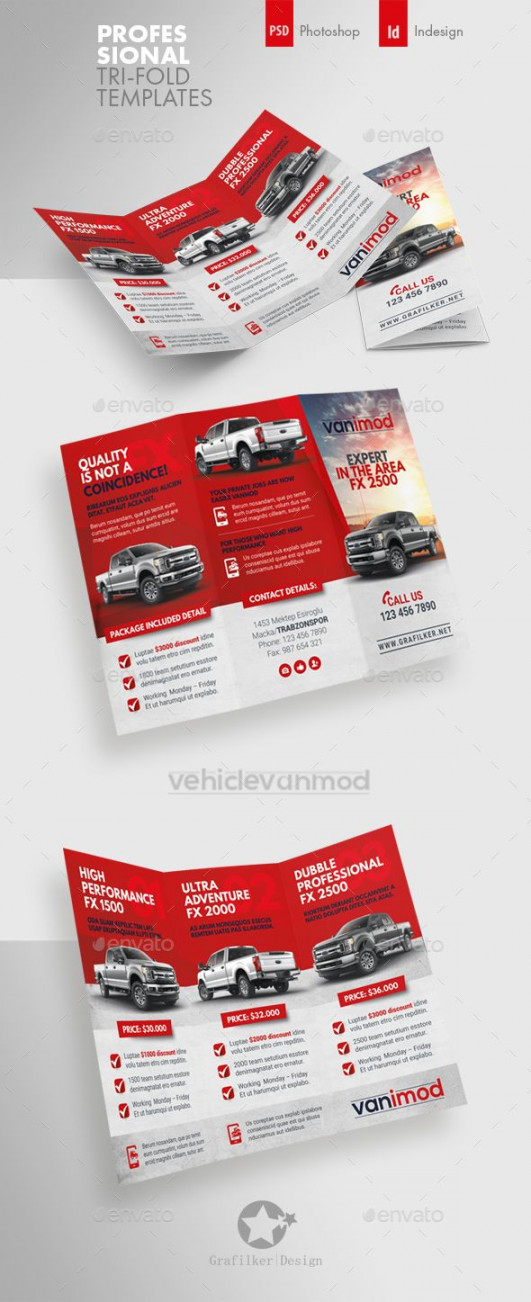 Commercial Vehicle Tri-Fold Templates  Trifold brochure template