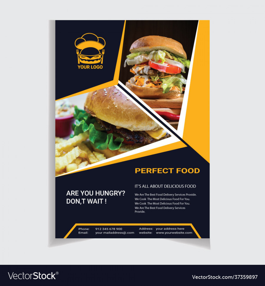 Creative food flyer template design Royalty Free Vector