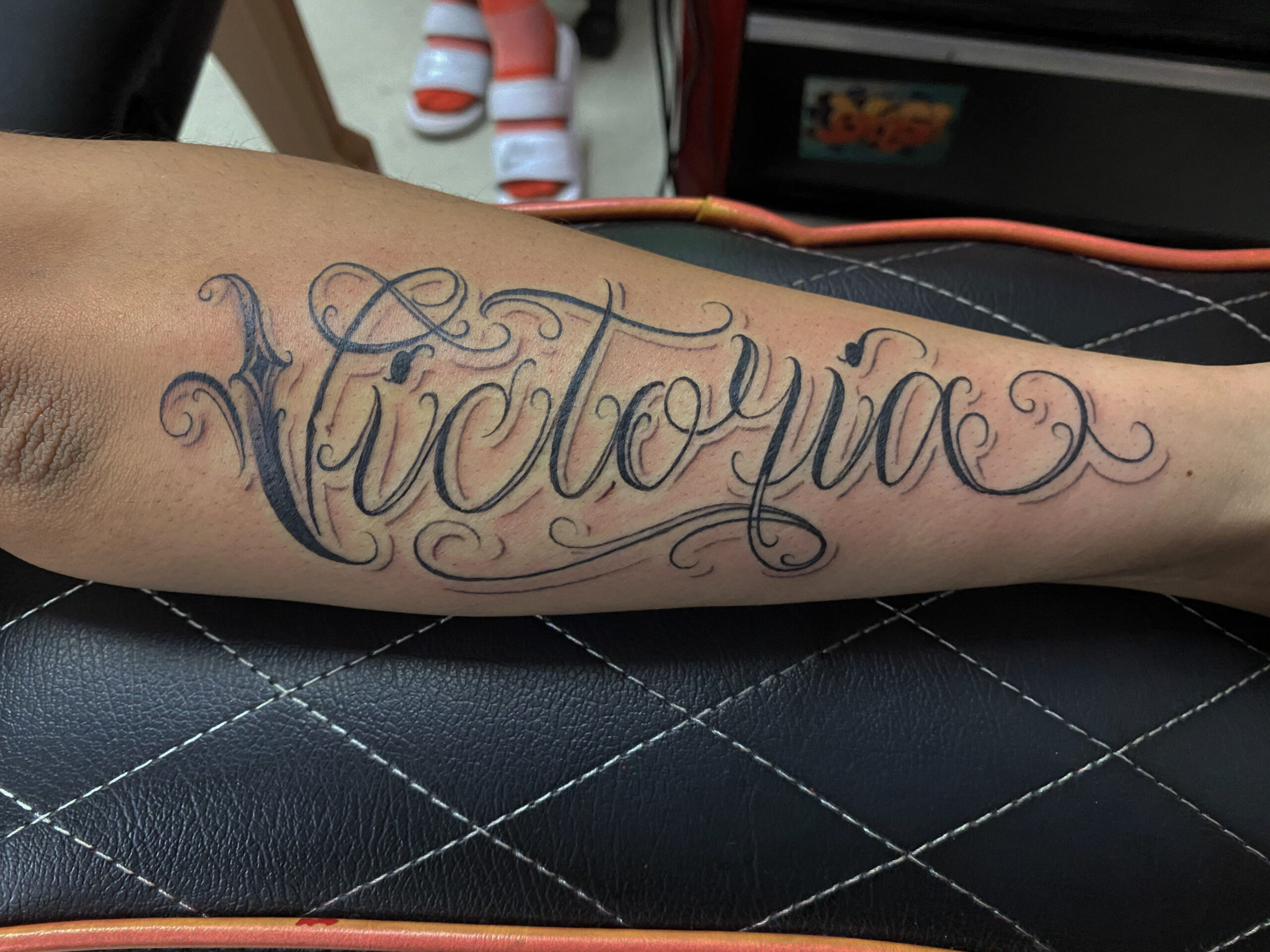 Custom Freehand Name Tattoo  Victoria tattoo, Cursive tattoos