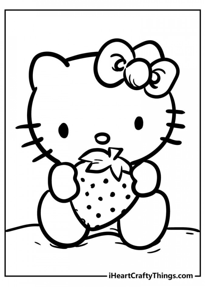 Cute And Sweet Hello Kitty Coloring Pages in   Hello kitty