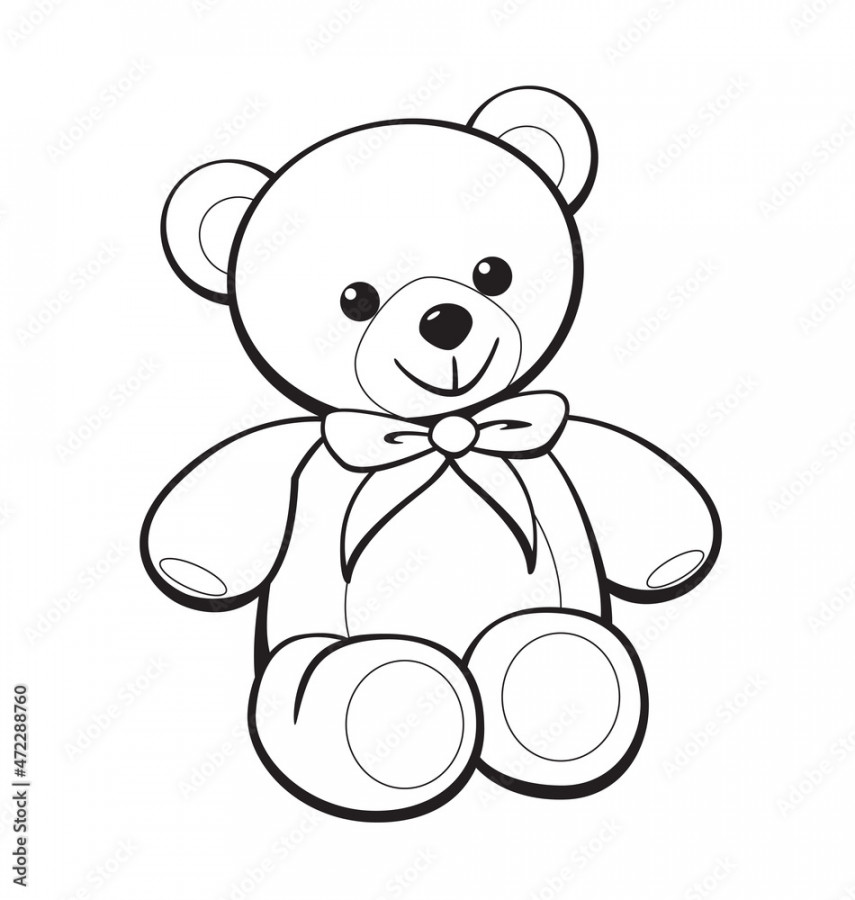 cute cartoon teddy bear coloring book image Stock-Vektorgrafik