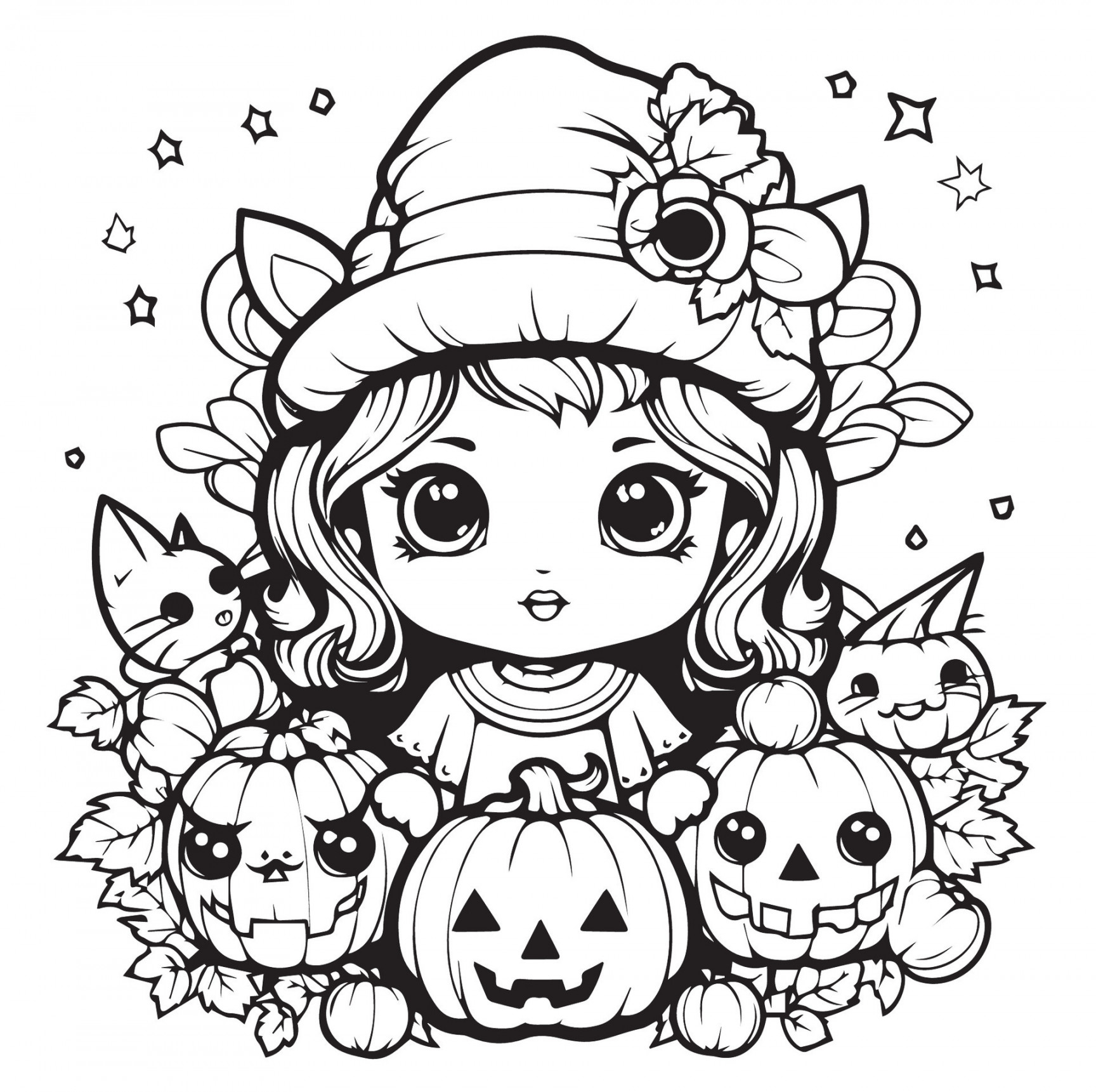 cute halloween coloring page  Vector Art at Vecteezy