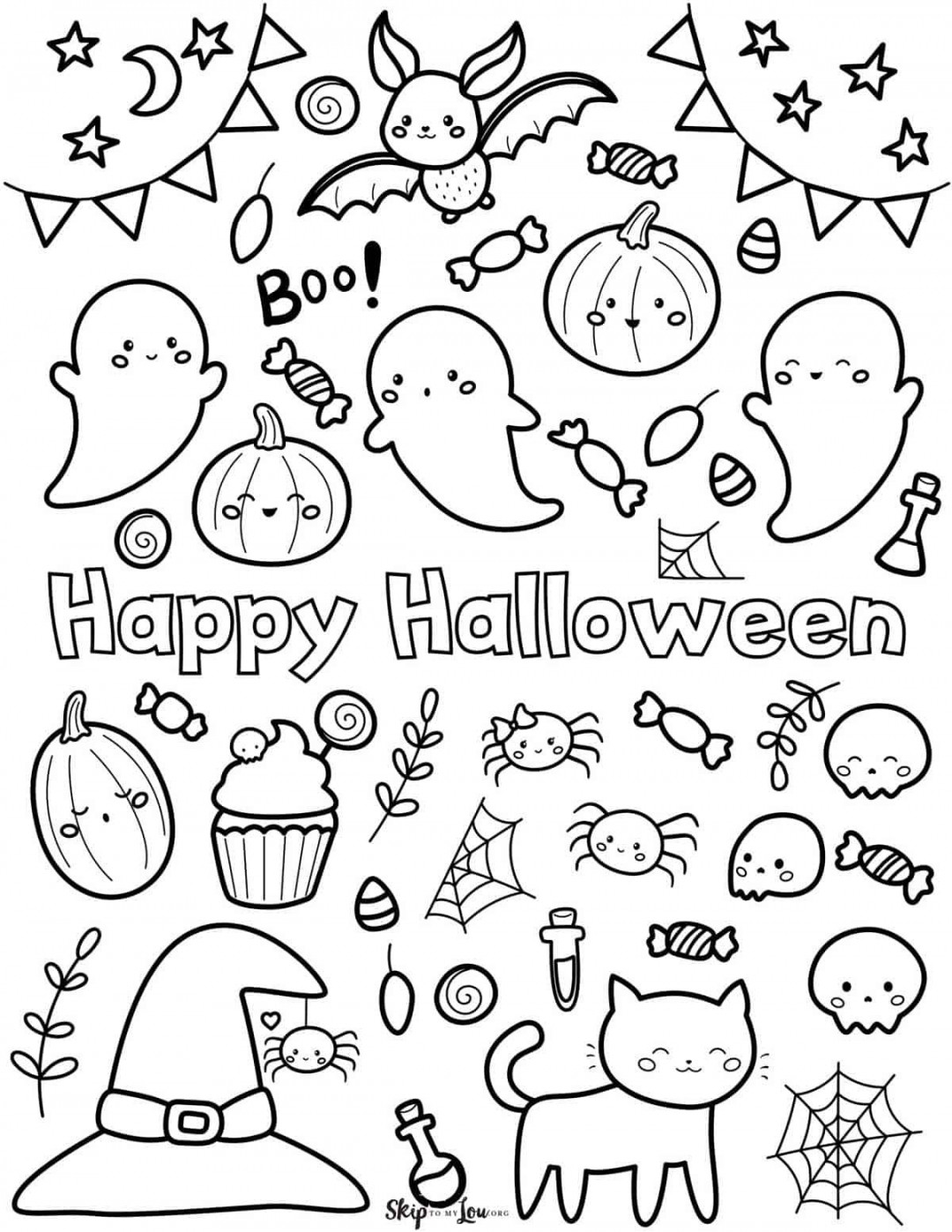 Cute Halloween Coloring Pages to print and color!  Halloween