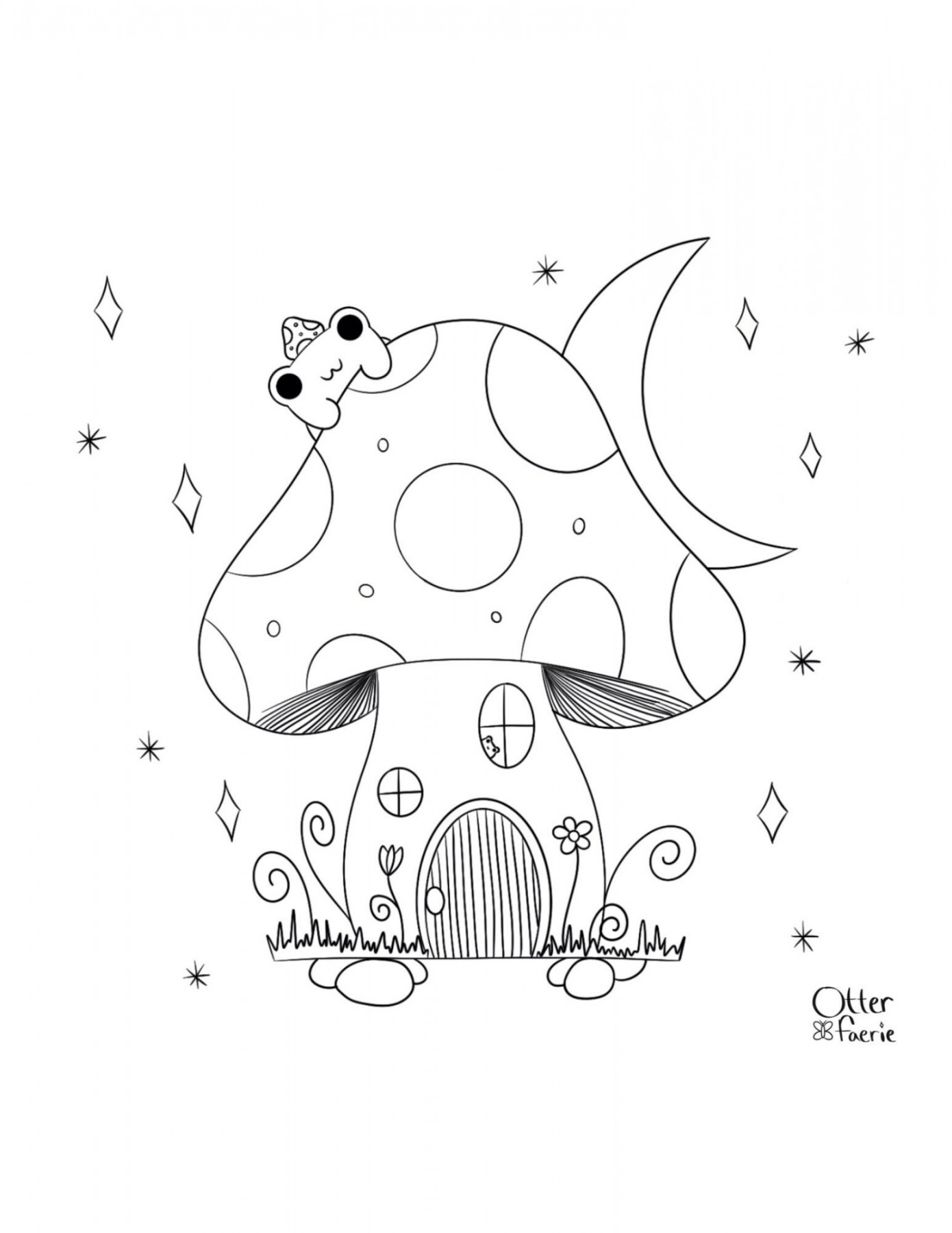 Cute Mushroom Frog Coloring Page Cute Coloring Page Mushroom