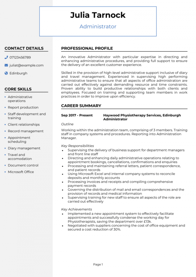 CV UK format examples  - Land a top job in the UK