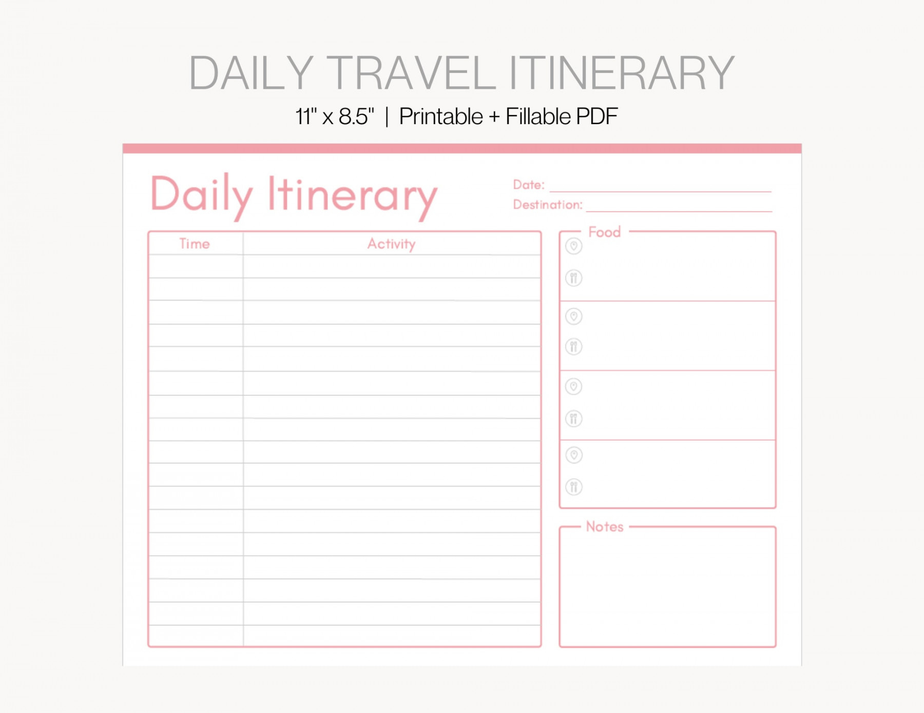 Daily Travel Itinerary Template Trip Itinerary Planner - Etsy