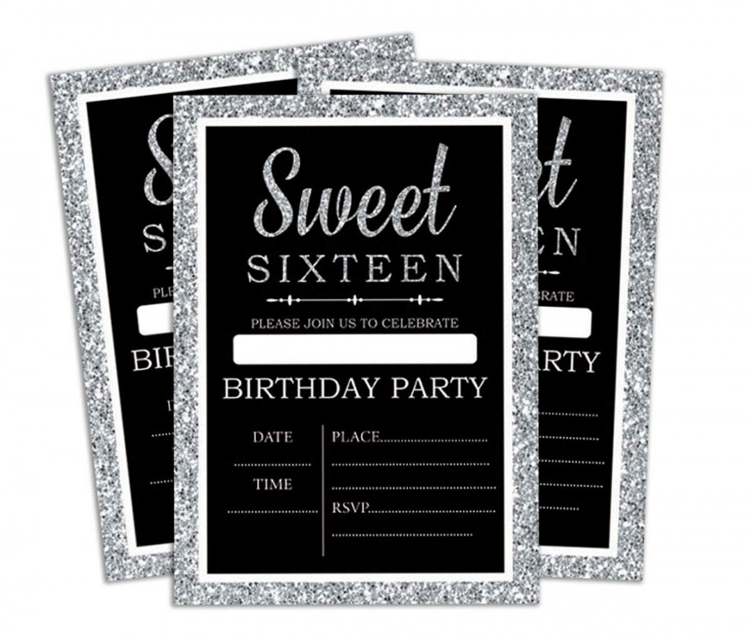 Darling Souvenir Black Birthday Invitation Card Printable Elegant