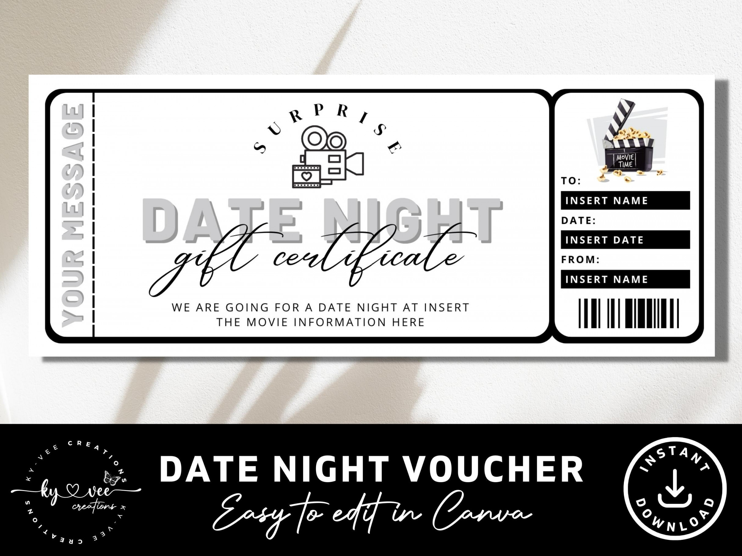 Date Night Certificate Template INSTANT DOWNLOAD Printable - Etsy UK