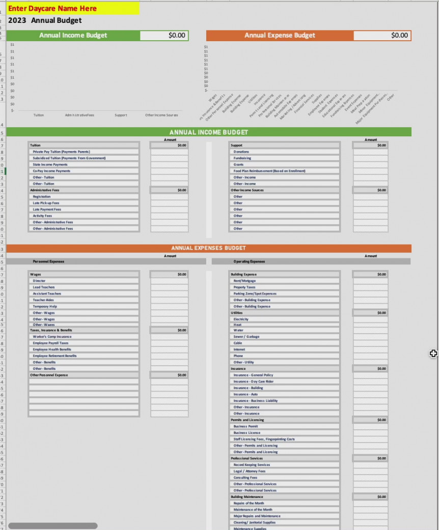 Daycare Budget Template – Admin For You