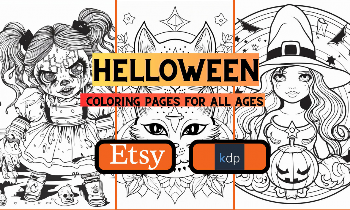 design custom halloween coloring pages for Amazon KDP paperback project