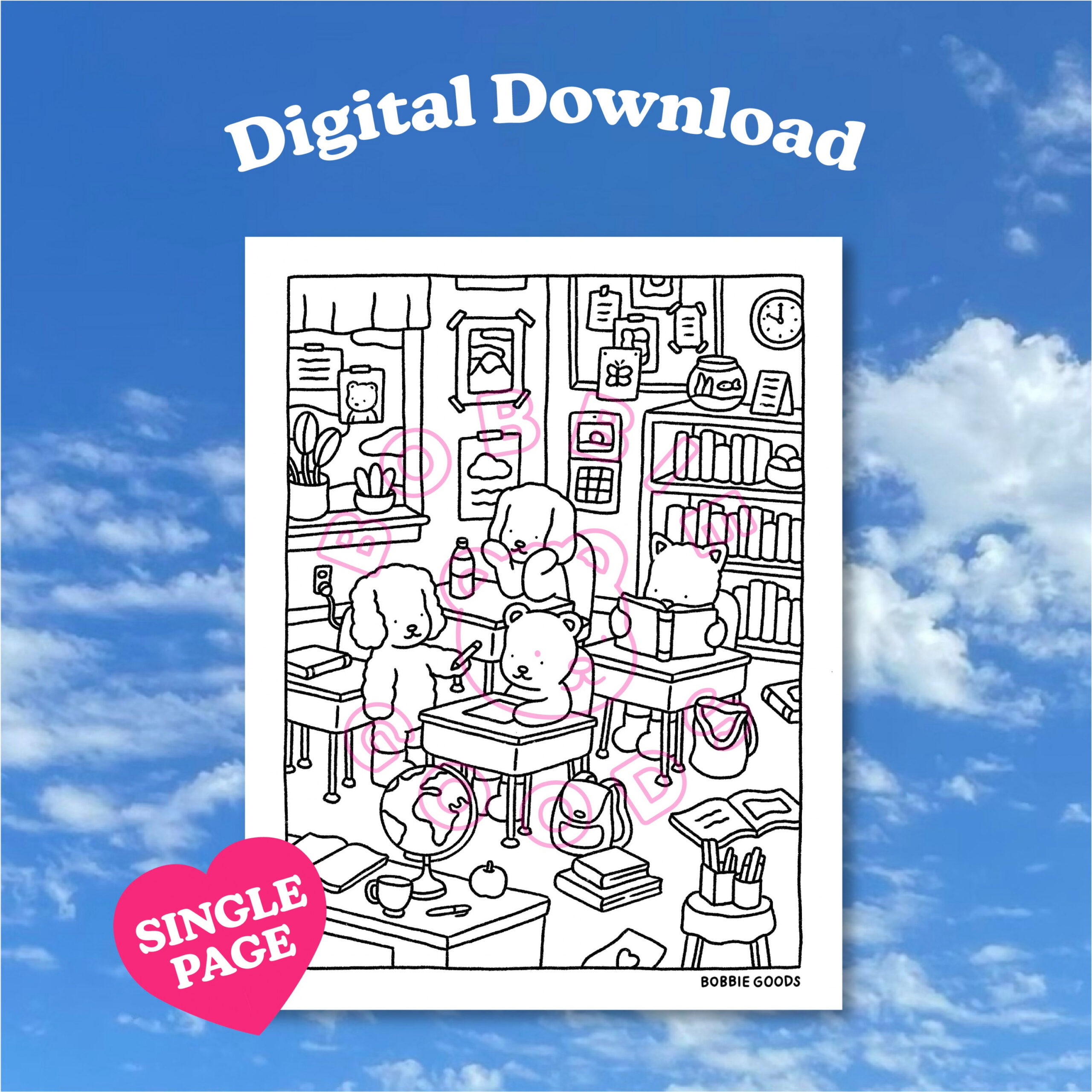 Digital Download • Classroom Coloring Page