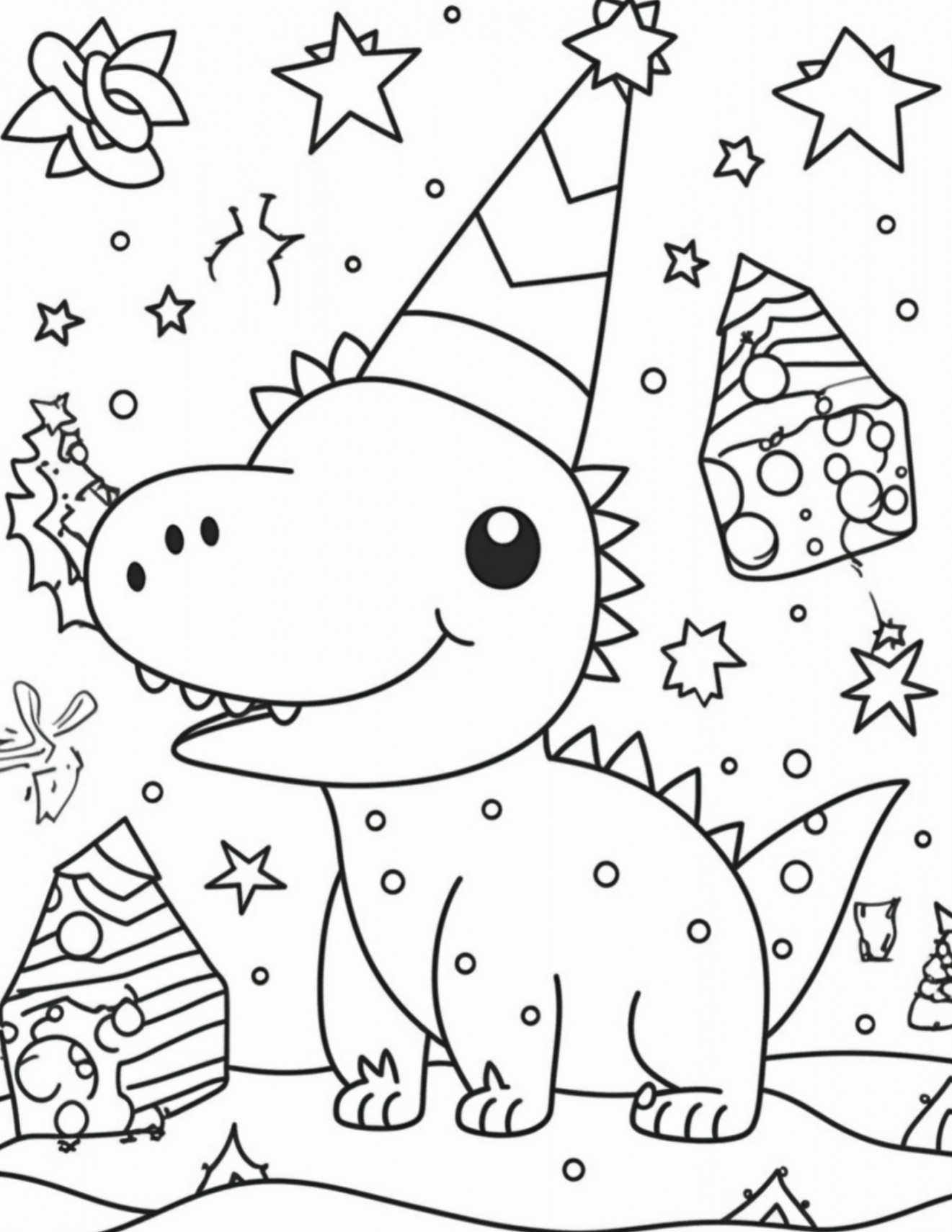 Dinosaur Christmas Coloring Pages