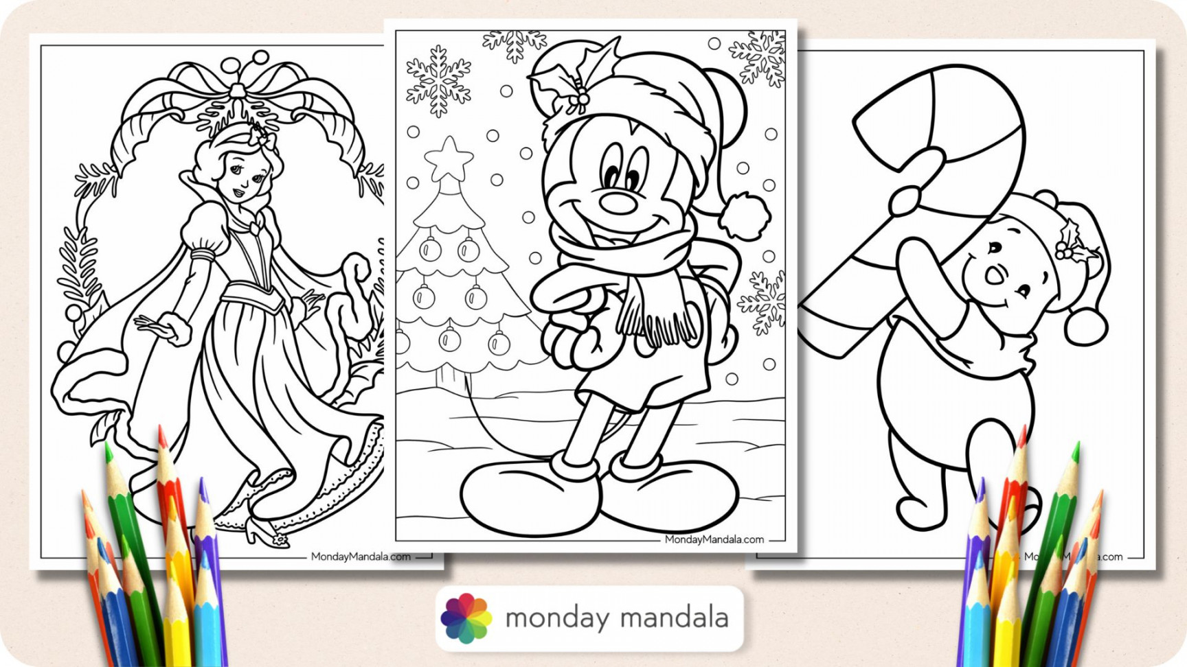 Disney Christmas Coloring Pages (Free PDF Printables)