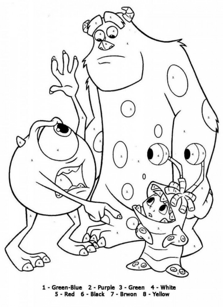 Disney Monsters Color By Number coloring page - Download, Print or