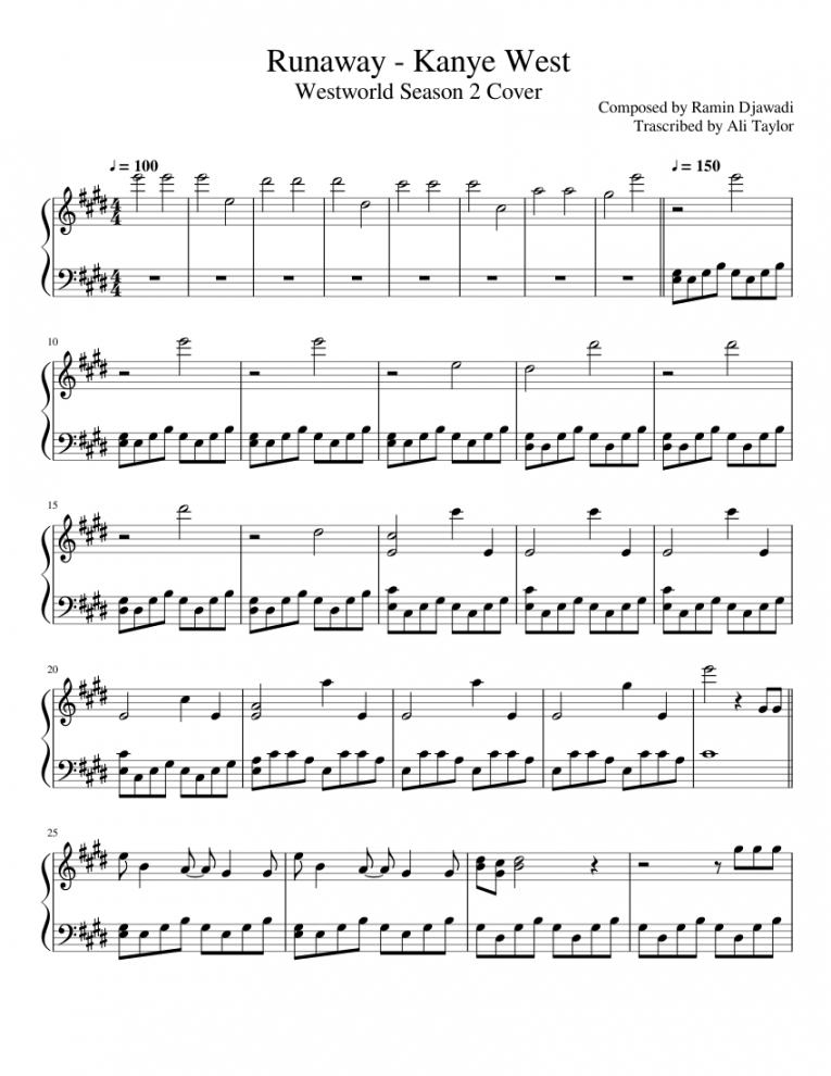 Download and print in PDF or MIDI free sheet music for runaway by