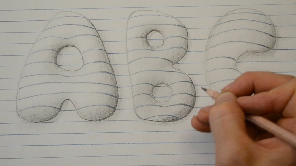 Draw D Style Bubble Letters - Notepad Art